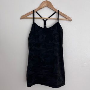 Black Camo Lululemon Sequoia Camp Print Deep Coal Black Tank Top in Women’s 8